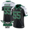 Fly Eagles Fly Patch Throwback Kelly Green Vapor Jersey – All Stitched – Black Alternate – Brandon Graham Jersey