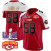 Chiefs Super Bowl LVIII & Back 2 Back Patch Vapor Jersey – All Stitched – Red Alternate – Derrick Thomas Jersey