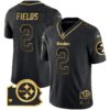 Steelers Home Patch Gold Vapor Jersey – All Stitched – Black Gold – Justin Fields Jersey