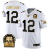 Eagles Jerome Brown Retired Patch Gold & Kelly Jersey – All Stitched – White Gold – Randall Cunningham Jersey
