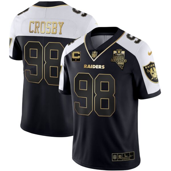 Raiders Inaugural Season Patch Gold & Split – All Stitched – Alternate – Maxx Crosby Jersey