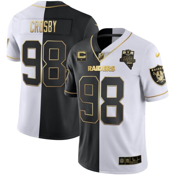 Raiders Inaugural Season Patch Gold & Split – All Stitched – Split Gold – Maxx Crosby Jersey