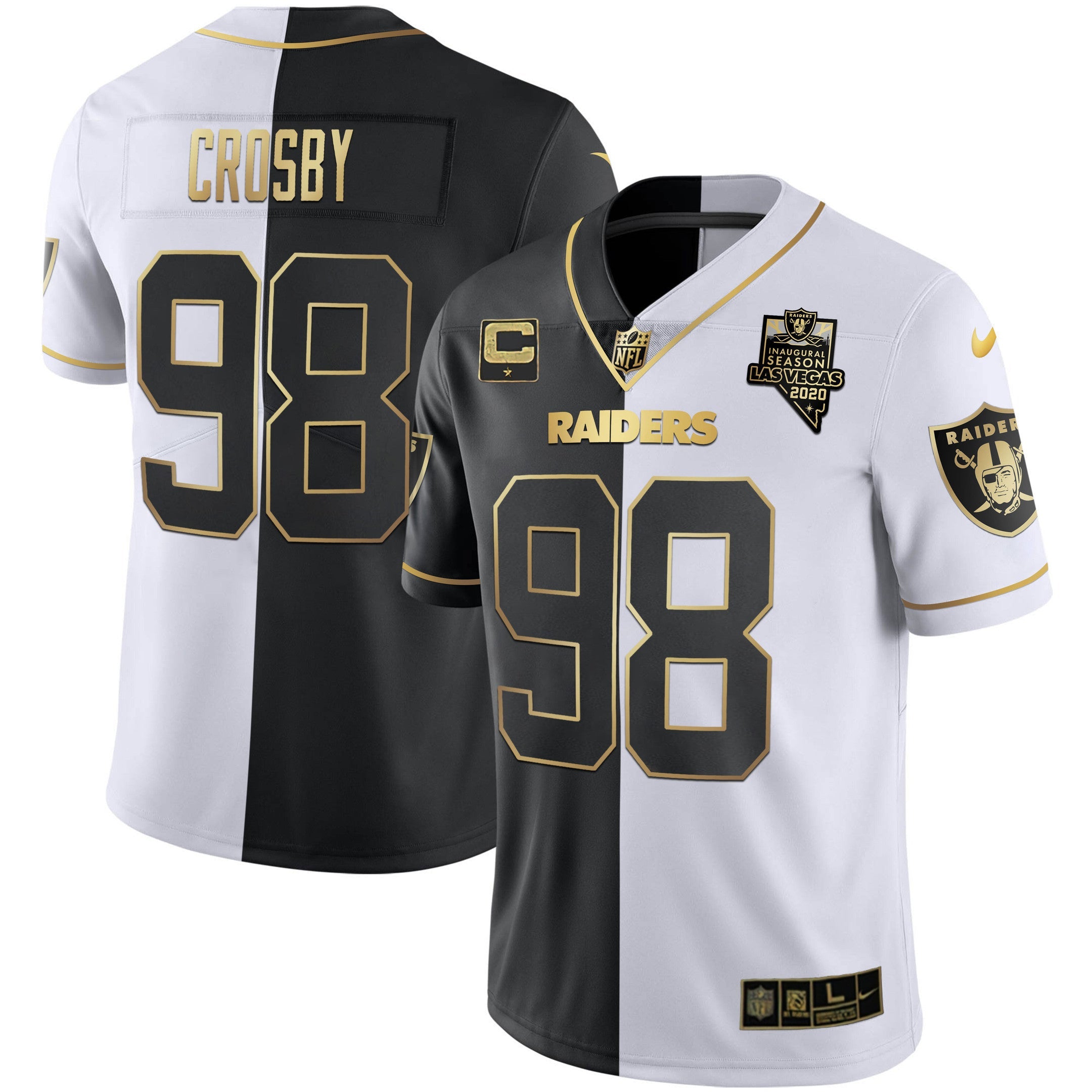 Raiders Inaugural Season Patch Gold & Split – All Stitched – Split Gold – Maxx Crosby Jersey