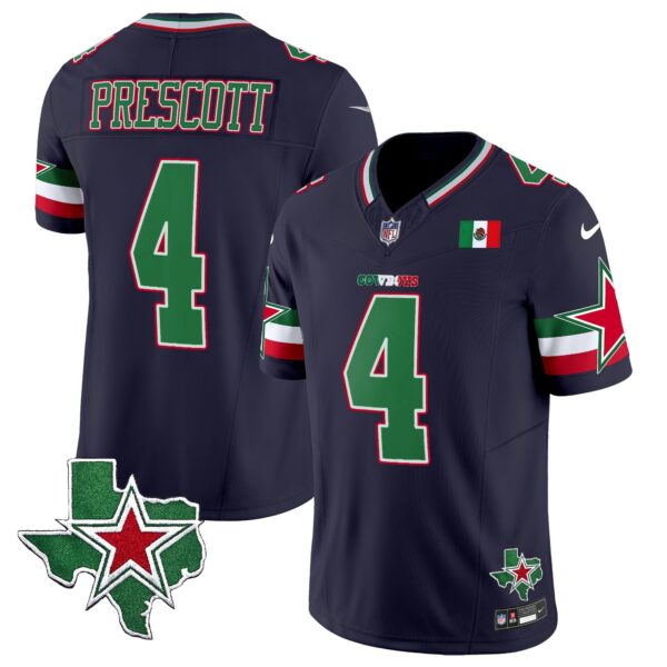 Cowboys 2024 Mexico Vapor Limited Jersey – All Stitched – Navy – Dak Prescott Jersey