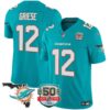 Dolphins 50th Perfect Season & Florida Patch Vapor Jersey – All Stitched – Aqua – Bob Griese Jersey