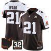Browns #32 Jim Brown Memorial & Home Patch Jersey V3 – All Stitched – Alternate – Denzel Ward Jersey