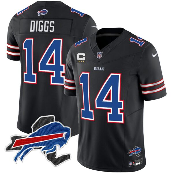 Bills New York Patch Vapor Limited Jersey – All Stitched – Black – Stefon Diggs Jersey