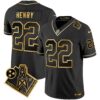 Titans 1997 Throwback Gold Vapor Jersey – All Stitched – Black Gold – Derrick Henry Jersey