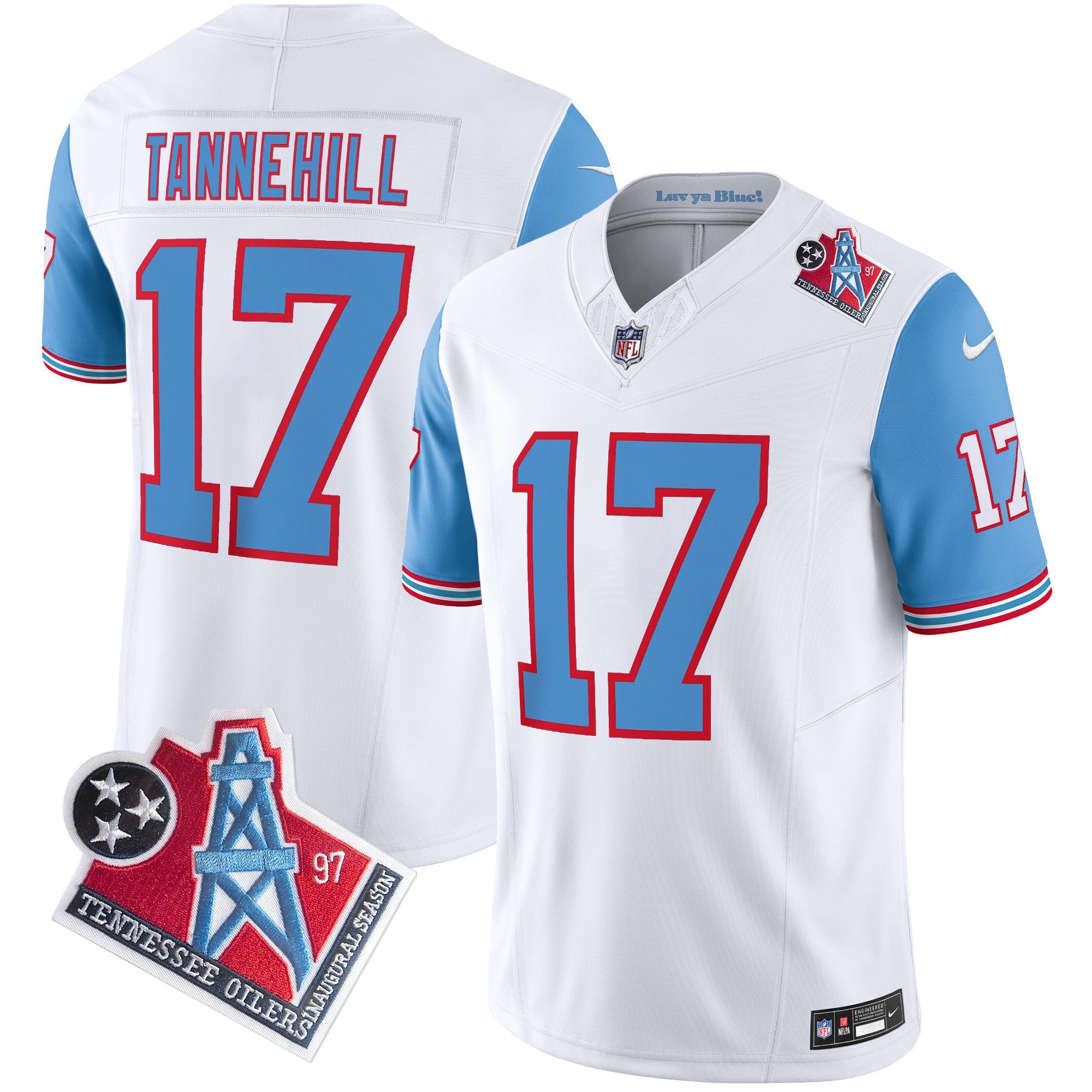 Titans 1997 Throwback Limited Vapor Jersey V2 – All Stitched – Blue Sleeves – Ryan Tannehill Jersey