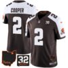 Browns #32 Jim Brown Memorial & Home Patch Jersey V3 – All Stitched – Alternate – Amari Cooper Jersey