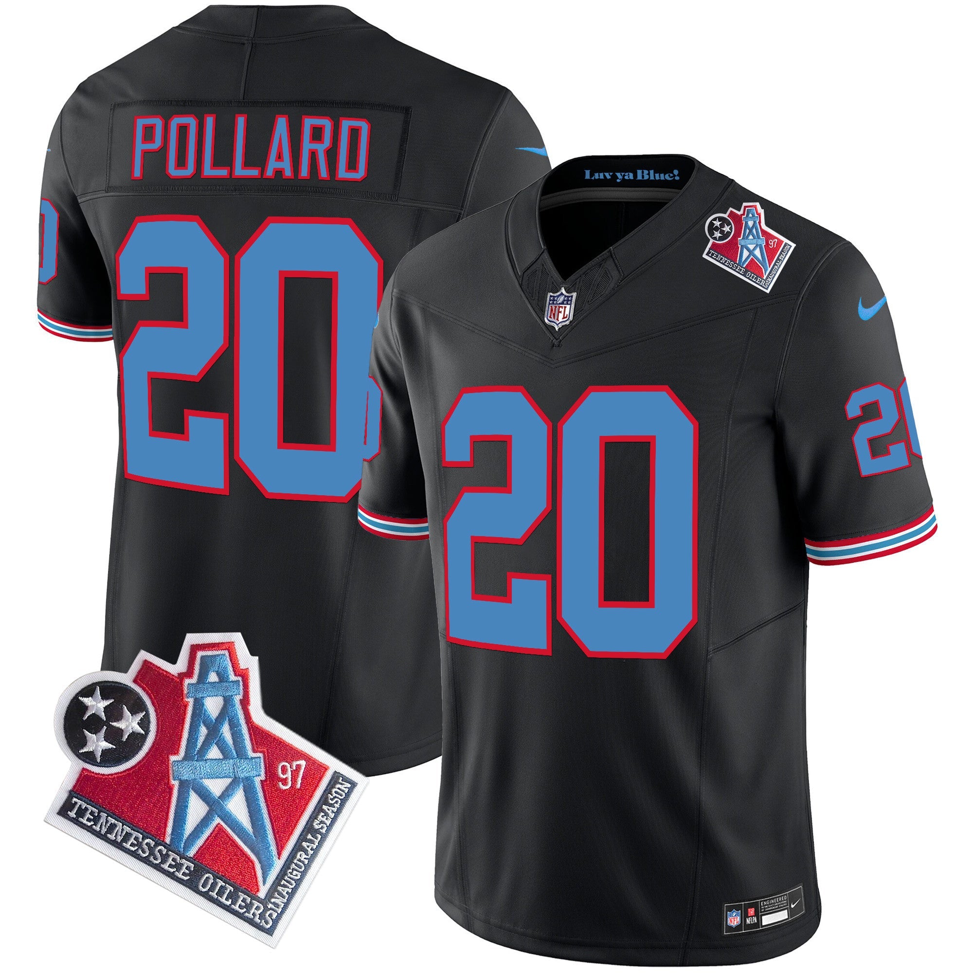 Titans 1997 Throwback Limited Vapor Jersey V2 – All Stitched – Black – Tony Pollard Jersey