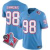 Titans 1997 Throwback Limited Vapor Jersey V2 – All Stitched – Light Blue – Jeffery Simmons Jersey