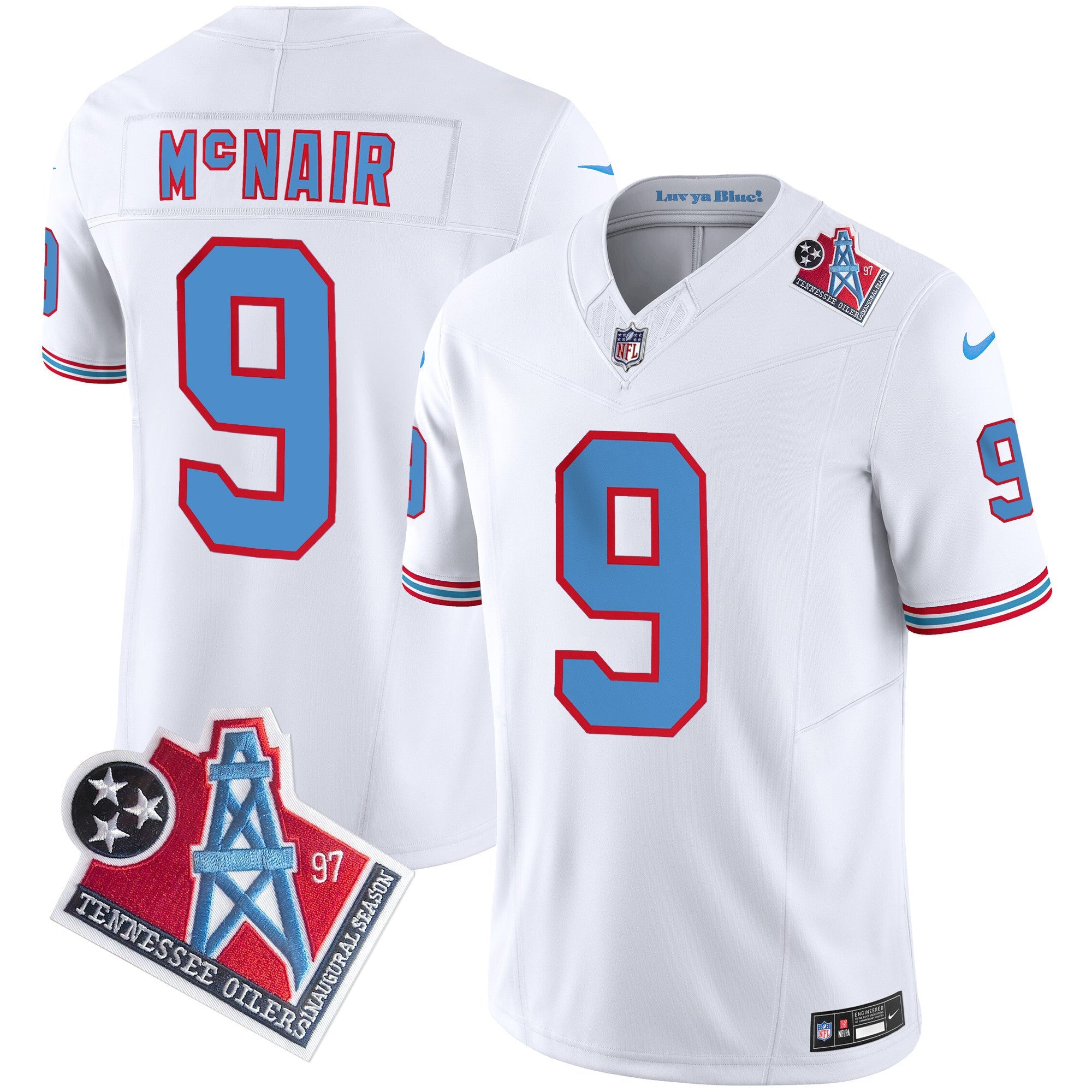 Titans 1997 Throwback Limited Vapor Jersey V2 – All Stitched – White – Steve Mcnair Jersey