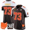 Browns #32 Jim Brown Memorial & Home Patch Gold Trim Jersey – All Stitched – Alternate – Joe Thomas Jersey