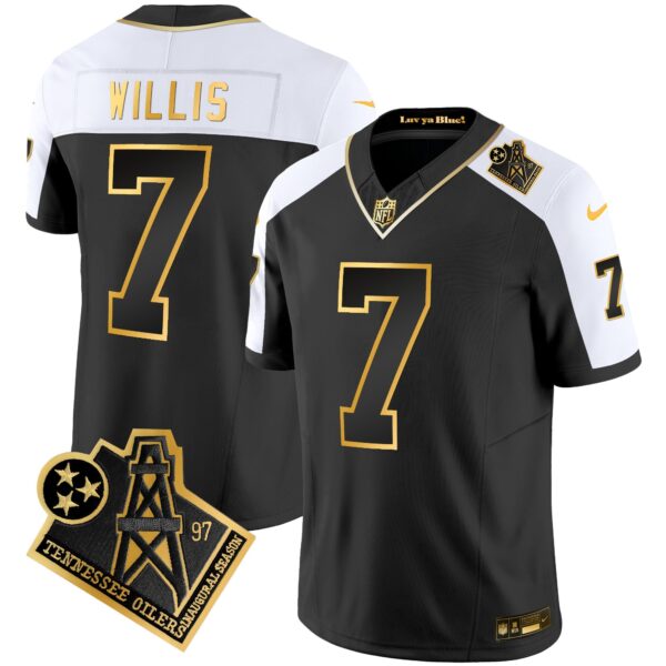 Titans 1997 Throwback Gold Vapor Jersey – All Stitched – Alternate – Malik Willis Jersey