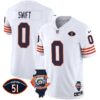 Bears Throwback Illinois Patch Vapor Jersey – All Stitched – White – D’Andre Swift Jersey