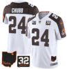 Browns #32 Jim Brown Memorial & Home Patch Jersey V3 – All Stitched – Inverted – Nick Chubb Jersey