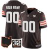 Browns #32 Jim Brown Memorial & Home Patch Custom Jersey V3 – All Stitched – Brown Jersey