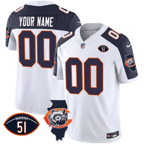Bears Throwback Illinois Patch Vapor Custom Jersey – All Stitched – Inverted Jersey