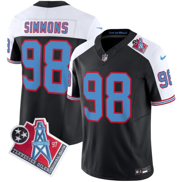 Titans 1997 Throwback Limited Vapor Jersey V2 – All Stitched – Black Alternate – Jeffery Simmons Jersey