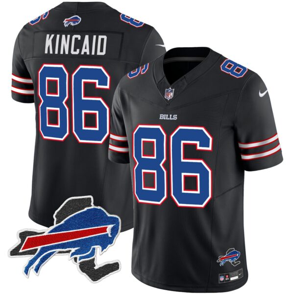 Bills New York Patch Vapor Limited Jersey – All Stitched – Black – Dalton Kincaid Jersey