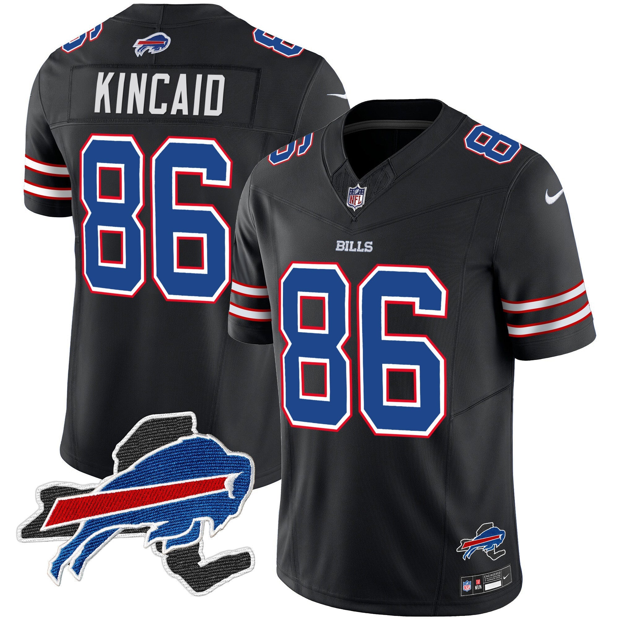 Bills New York Patch Vapor Limited Jersey – All Stitched – Black – Dalton Kincaid Jersey