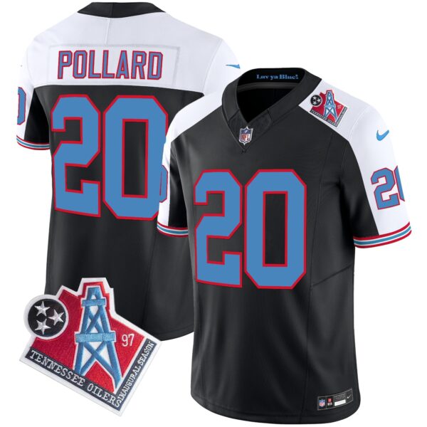 Titans 1997 Throwback Limited Vapor Jersey V2 – All Stitched – Black Alternate – Tony Pollard Jersey