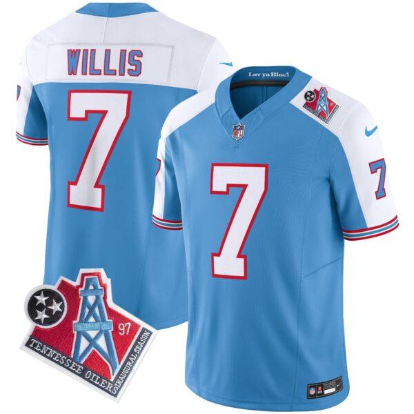 Titans 1997 Throwback Limited Vapor Jersey V2 – All Stitched – Alternate – Malik Willis Jersey