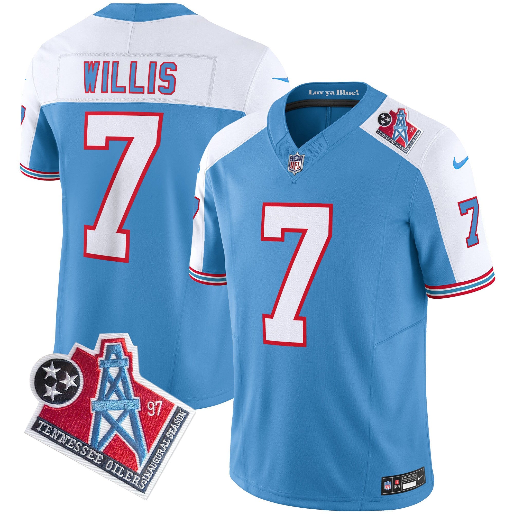 Titans 1997 Throwback Limited Vapor Jersey V2 – All Stitched – Alternate – Malik Willis Jersey