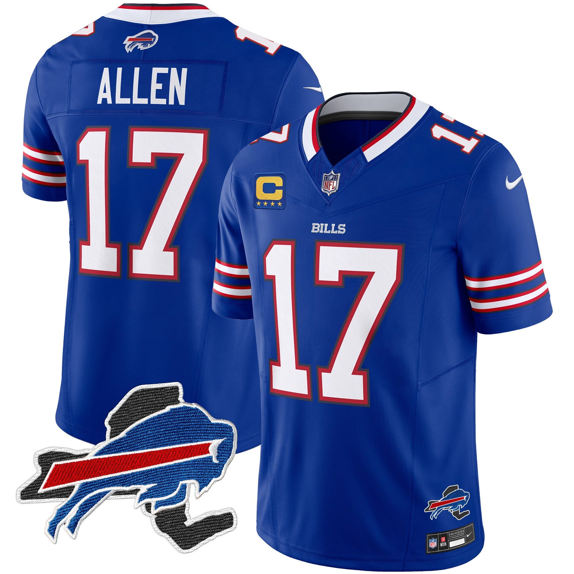 Bills New York Patch Vapor Limited Jersey – All Stitched – Royal – Josh Allen Jersey