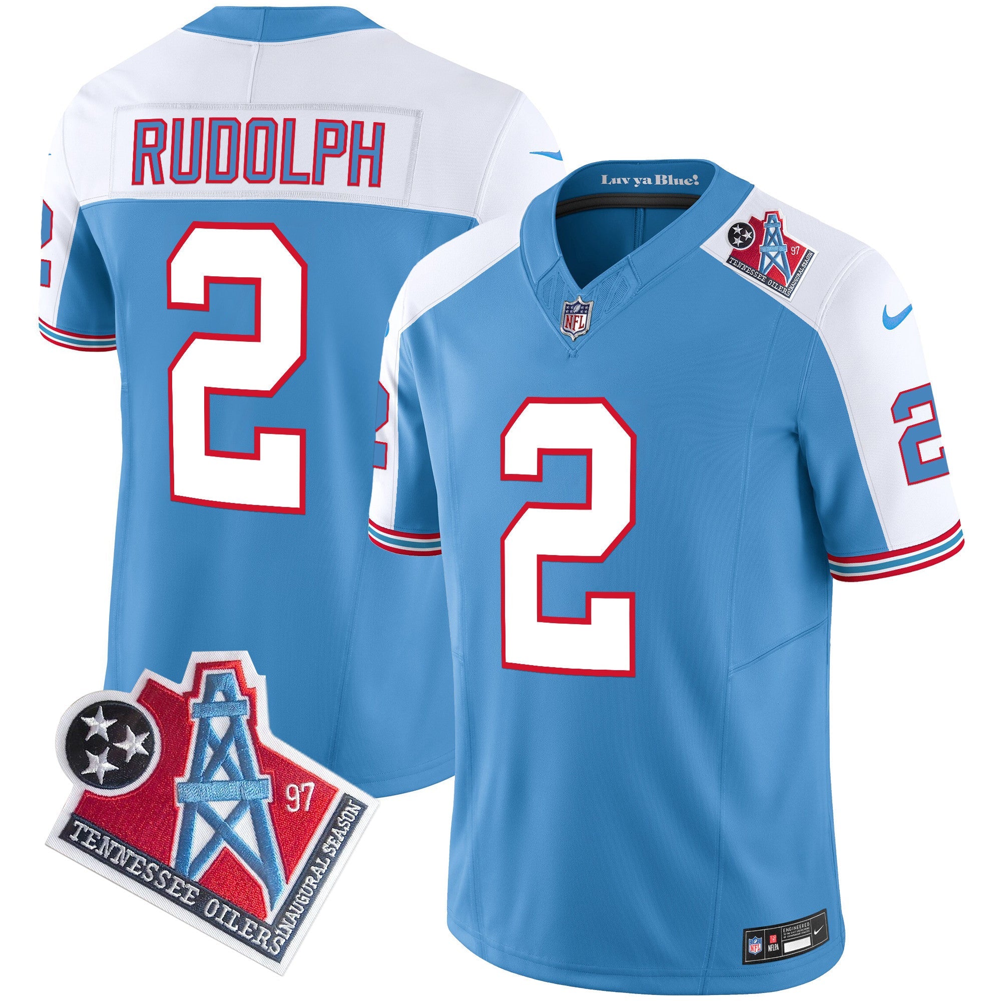 Titans 1997 Throwback Limited Vapor Jersey V2 – All Stitched – Alternate – Mason Rudolph Jersey