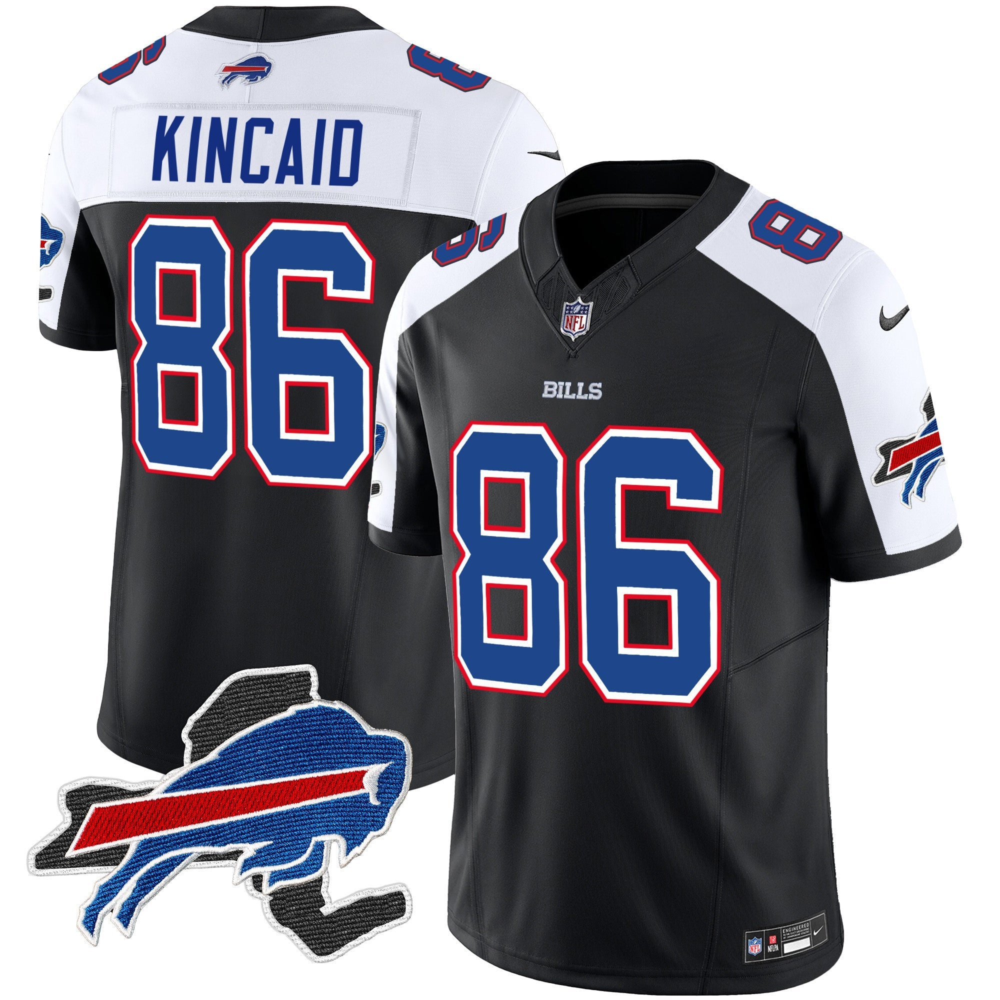Bills New York Patch Vapor Limited Jersey – All Stitched – Black Alternate – Dalton Kincaid Jersey