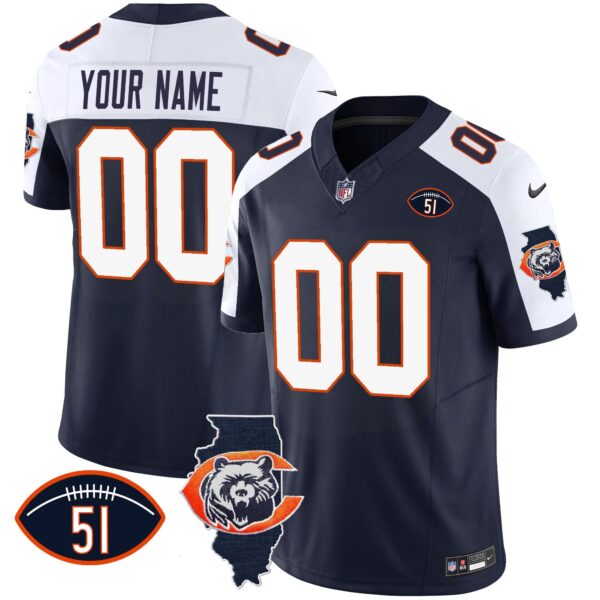 Bears Throwback Illinois Patch Vapor Custom Jersey – All Stitched – Alternate Jersey