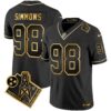 Titans 1997 Throwback Gold Vapor Jersey – All Stitched – Black Gold – Jeffery Simmons Jersey