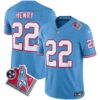Titans 1997 Throwback Limited Vapor Jersey V2 – All Stitched – Light Blue – Derrick Henry Jersey