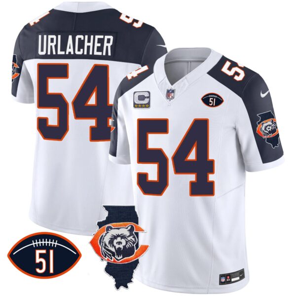 Bears Throwback Illinois Patch Vapor Jersey – All Stitched – Inverted – Brian Urlacher Jersey