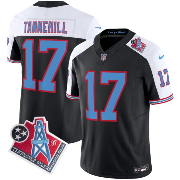 Titans 1997 Throwback Limited Vapor Jersey V2 – All Stitched – Black Alternate – Ryan Tannehill Jersey