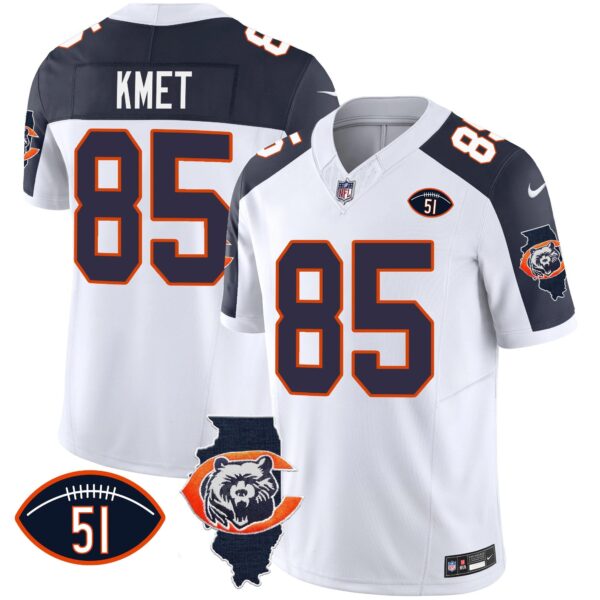 Bears Throwback Illinois Patch Vapor Jersey – All Stitched – Inverted – Cole Kmet Jersey