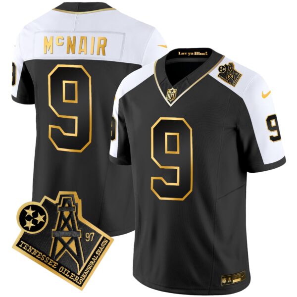 Titans 1997 Throwback Gold Vapor Jersey – All Stitched – Alternate – Steve Mcnair Jersey