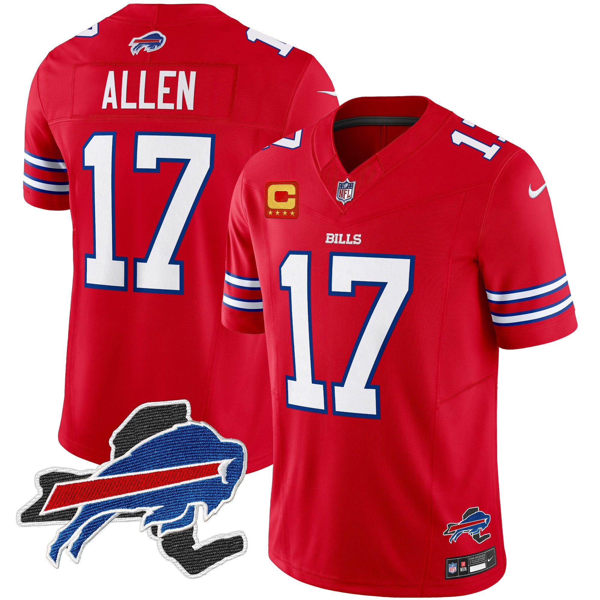 Bills New York Patch Vapor Limited Jersey – All Stitched – Red – Josh Allen Jersey