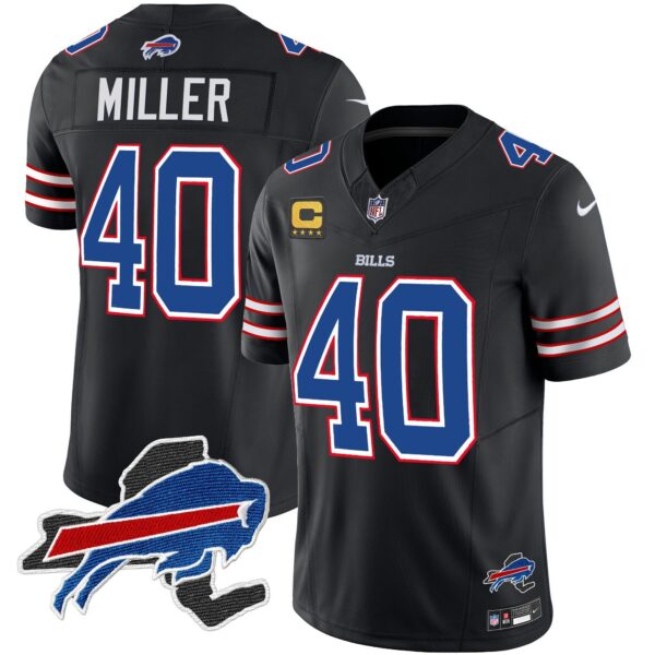 Bills New York Patch Vapor Limited Jersey – All Stitched – Black – Von Miller Jersey