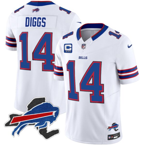 Bills New York Patch Vapor Limited Jersey – All Stitched – White – Stefon Diggs Jersey