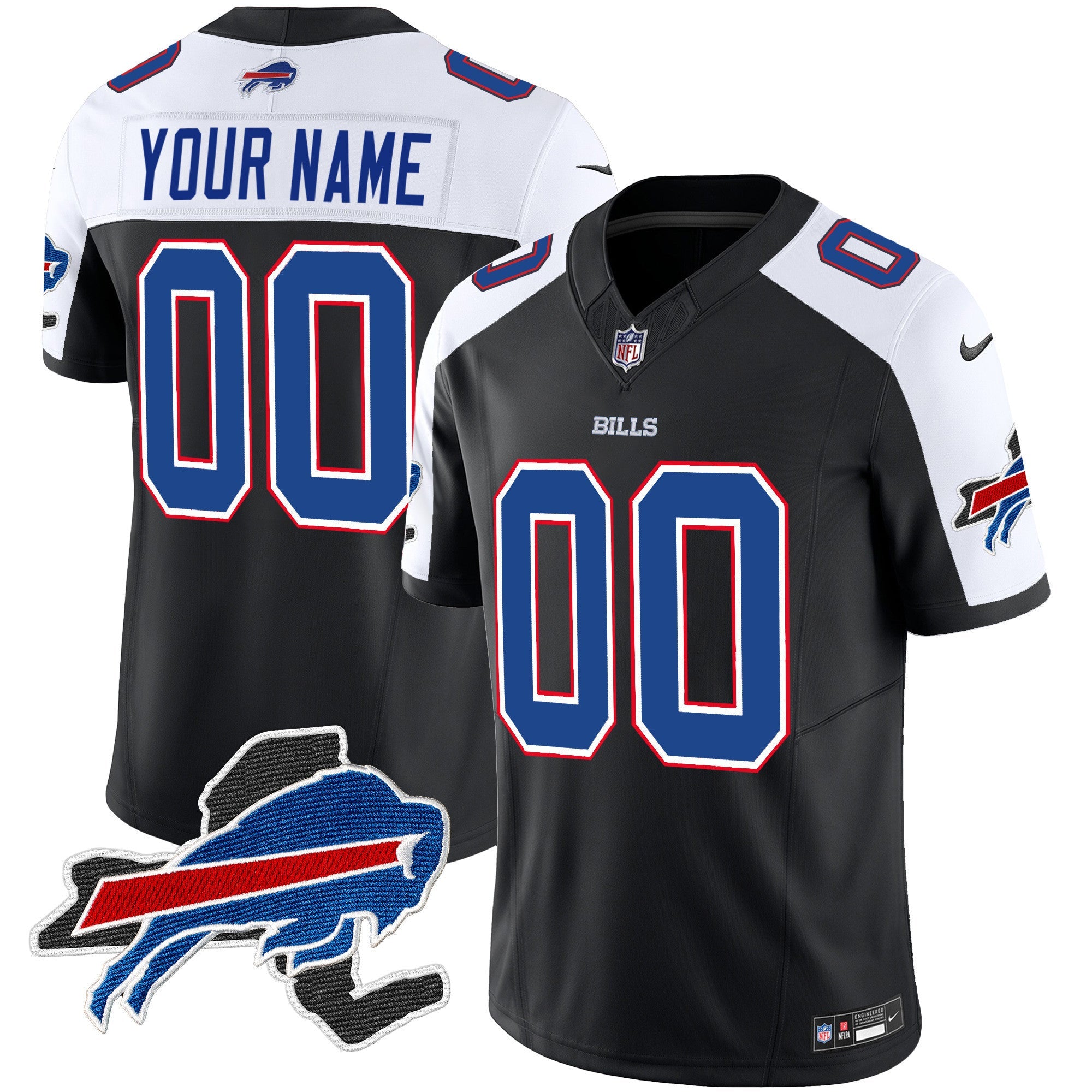 Bills New York Patch Vapor Limited Custom Jersey – All Stitched – Black Alternate Jersey