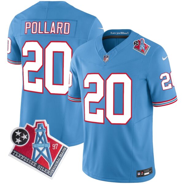 Titans 1997 Throwback Limited Vapor Jersey V2 – All Stitched – Light Blue – Tony Pollard Jersey
