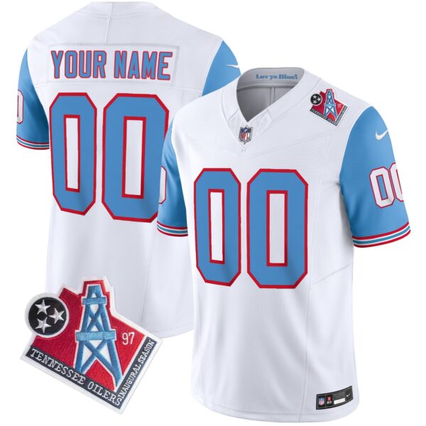Titans 1997 Throwback Limited Vapor Custom Jersey V2 – All Stitched – Blue Sleeves Jersey