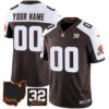 Browns #32 Jim Brown Memorial & Home Patch Custom Jersey V3 – All Stitched – Alternate Jersey