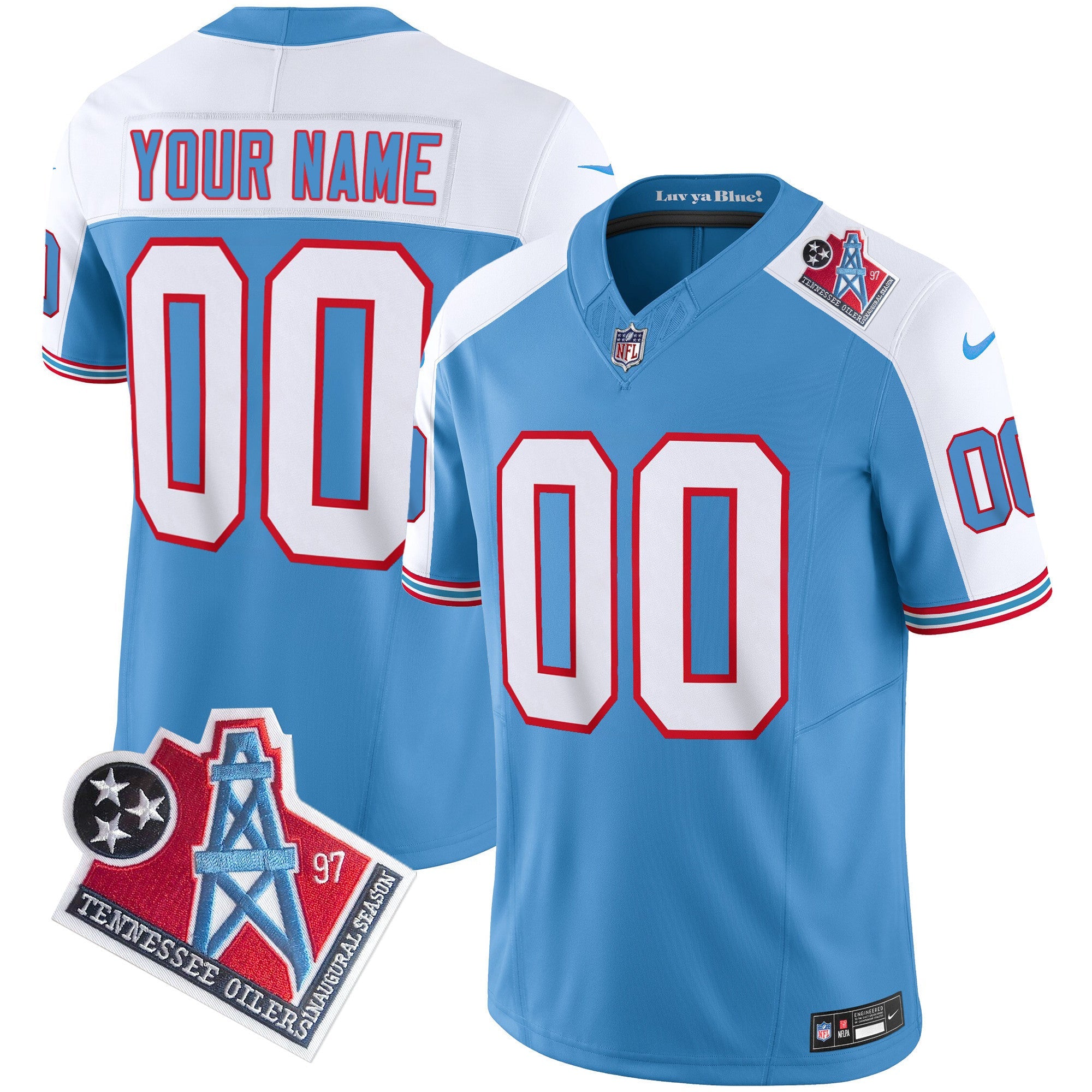 Titans 1997 Throwback Limited Vapor Custom Jersey V2 – All Stitched – Alternate Jersey
