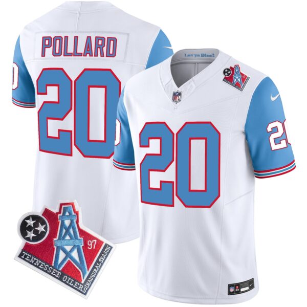 Titans 1997 Throwback Limited Vapor Jersey V2 – All Stitched – Blue Sleeves – Tony Pollard Jersey