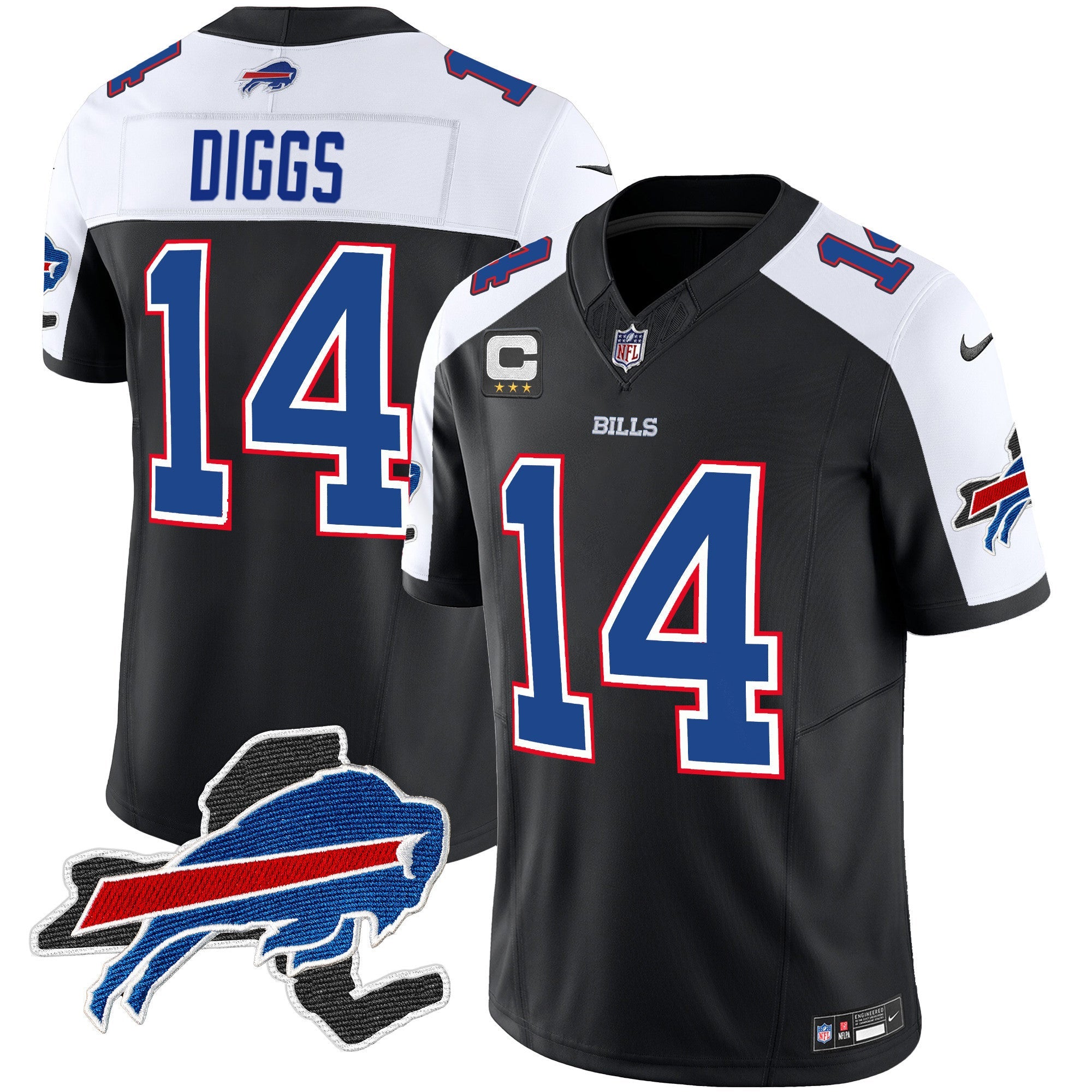 Bills New York Patch Vapor Limited Jersey – All Stitched – Black Alternate – Stefon Diggs Jersey