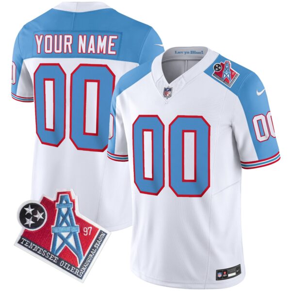 Titans 1997 Throwback Limited Vapor Custom Jersey V2 – All Stitched – White Alternate Jersey